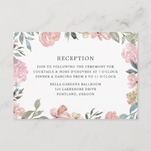 Carte D'accompagnement Romantique Neutral Blush Floral   Réception de mar