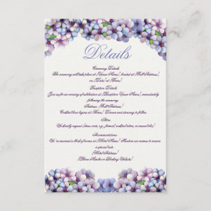 Carte D'accompagnement Romantique Poétique Lilac Aquarelle Mariage Floral