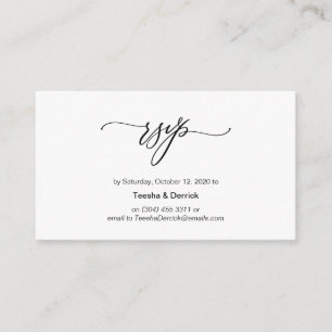 Carte D'accompagnement Romantique, police noire, mariage RSVP
