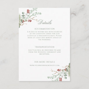 Carte D'accompagnement Romantique Winter Greenery Détails du Mariage