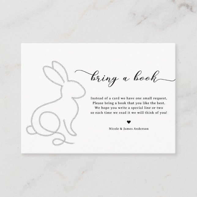 Carte D'accompagnement Rope Lapin Lapin Minimal Moderne 1er Anniversaire (Devant)