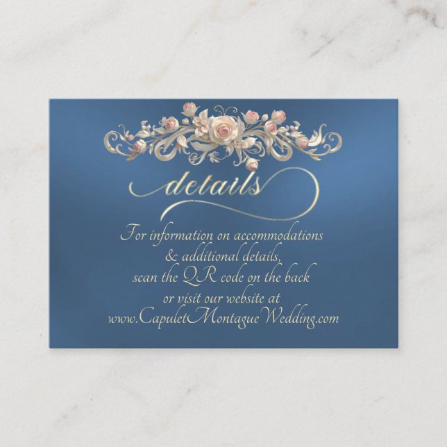 Carte D'accompagnement Rose Arc Border, QR Code - Blue (Devant)