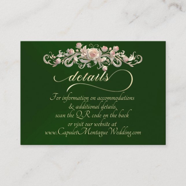 Carte D'accompagnement Rose Arc Border, QR Code - Emerald (Devant)