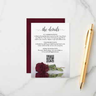Carte D'accompagnement Rose de Bourgogne - Détails de mariage élégant Cod