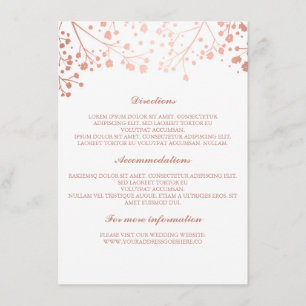 Carte D'accompagnement Rose de respiration pour bébé Gold et Mariage blan