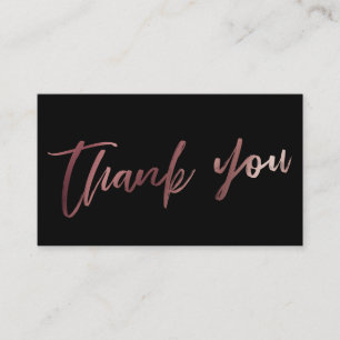 Carte D'accompagnement Rose de script moderne or sur Merci noir Insertion