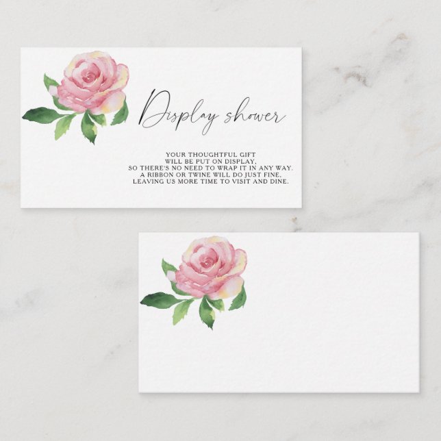 Carte D'accompagnement Rose - douche d'affichage (Devant / Derrière)