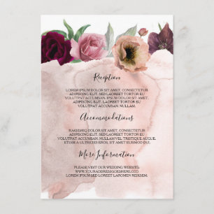 Carte D'accompagnement Rose Dusty et Mariage Bourgogne