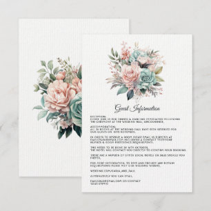 Carte D'accompagnement Rose Dusty, Mint Green et Blush Guest Details
