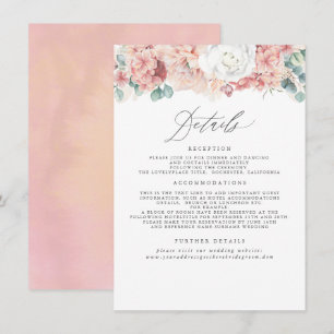 Carte D'accompagnement Rose Dusty Pêcher Floral Information Mariage