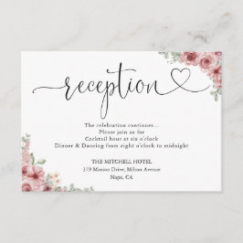 Carte D'accompagnement Rose Floral Heart Script Mariage Réception