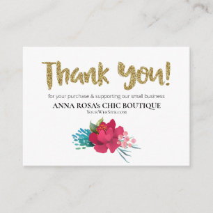 Carte D'accompagnement *~* ROSE FLORAL QR Logo MERCI Review AP8