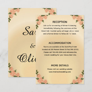 Carte D'accompagnement Rose Florale Élégante Rose