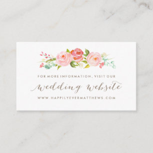 Carte D'accompagnement Rose Garden Floral Mariage Site Web à double face