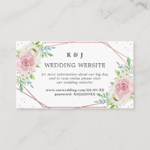 Carte D'accompagnement Rose géométrique chic Gold Foil Mariage floral