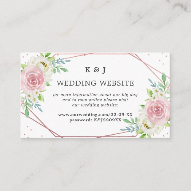 Carte D'accompagnement Rose géométrique chic Gold Foil Mariage floral (Devant)