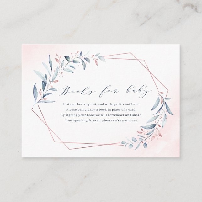 Carte D'accompagnement Rose Gold Blue Greenery Livres géométriques Demand (Devant)