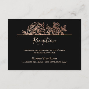Carte D'accompagnement Rose Gold Blush Floral Sketch Mariage Informations
