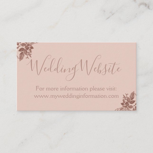Carte D'accompagnement Rose Gold - Blush Pink Mariage Website Card Insére (Devant)
