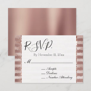 Carte D'accompagnement Rose Gold Blush Pink Stripes Glitz Wedding RSVP