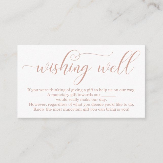 Carte D'accompagnement Rose Gold Élégant Puits de Vœux Mariage (Devant)