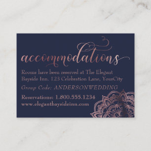 Carte D'accompagnement Rose Gold Mandala Marine Hébergements Insérer une 