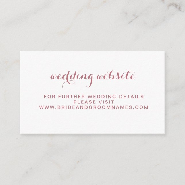 Carte D'accompagnement Rose Gold Minimal Simple Mariage Website (Devant)