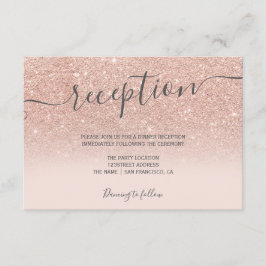 Carte D'accompagnement Rose gold pailleté ombre blush réception