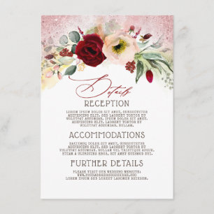 Carte D'accompagnement Rose Gold Parties scintillant Mariage Informations