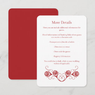 Carte D'accompagnement Rose gothique moderne  torréfier Crimson Mariage r