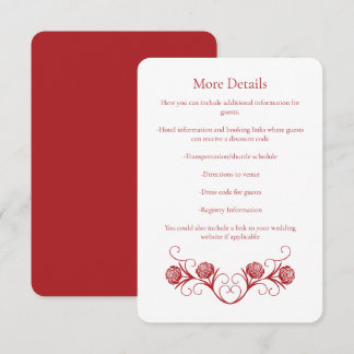 Carte D'accompagnement Rose gothique moderne torréfier Crimson Mariage r