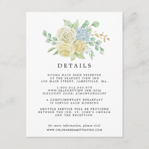 Carte D'accompagnement Rose Hydrangea Floral Mariage Détails de l'invité