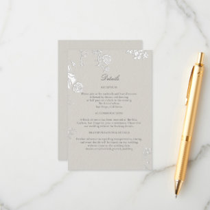 Carte D'accompagnement Rose ivoire Sonnet Classique Détails de mariage fo