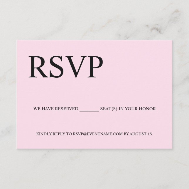 Carte D'accompagnement Rose Noir Place réservée Logo personnalisé RSVP sa (Devant)
