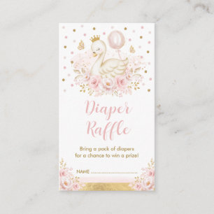 Carte D'accompagnement Rose Or Floral Swan Princesse Diaper Raffle Baby