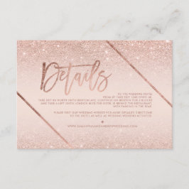 Carte D'accompagnement Rose or parties scintillant script de broussailles