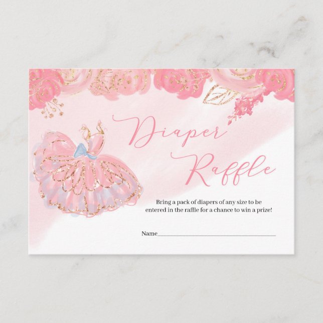 Carte D'accompagnement Rose or tutu robe rose floral Déchets Raffin (Devant)