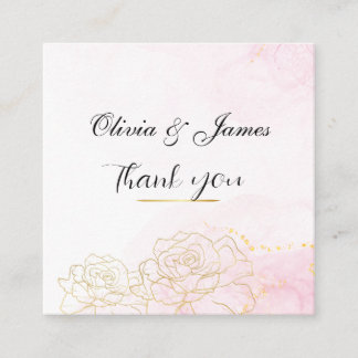 Carte D'accompagnement Rose Pâle Élégant Remerciement de Mariage Floral O