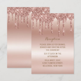 Carte D'accompagnement Rose Parties scintillant à goutte d'or brillant mé