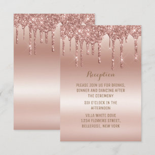 Carte D'accompagnement Rose Parties scintillant à goutte d'or brillant mé