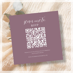 Carte D'accompagnement Rose poussiéreux Code QR RSVP de mariage