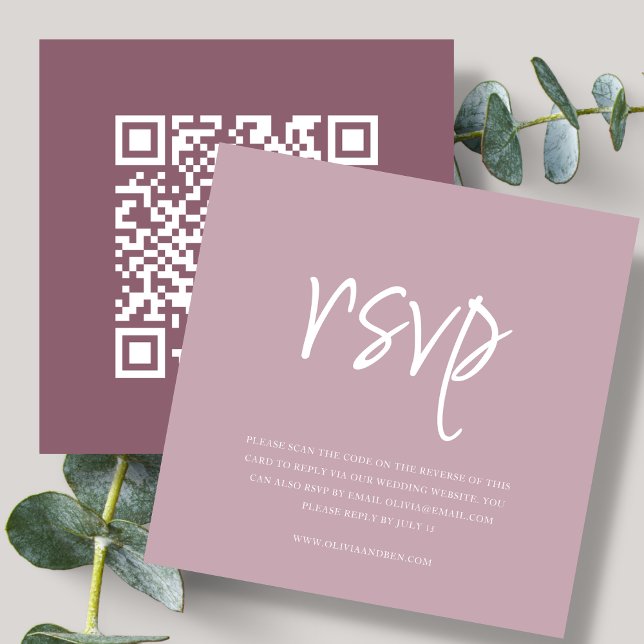 Carte D'accompagnement Rose Poussiéreux | Code QR | RSVP de Mariage (Créateur téléchargé)
