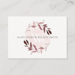 CARTE D'ACCOMPAGNEMENT ROSE PURPLE FOLIAGE WREATH MARIAGE SOUHAIT BIEN