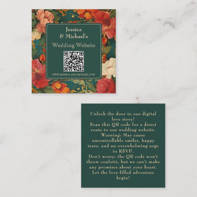 Carte D'accompagnement 🌹 Rose Romance : Art Nouveau Splendor (Devant / Derrière)