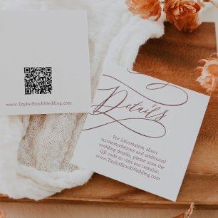 Carte D'accompagnement Rose romantique Gold QR Code Détails du Mariage