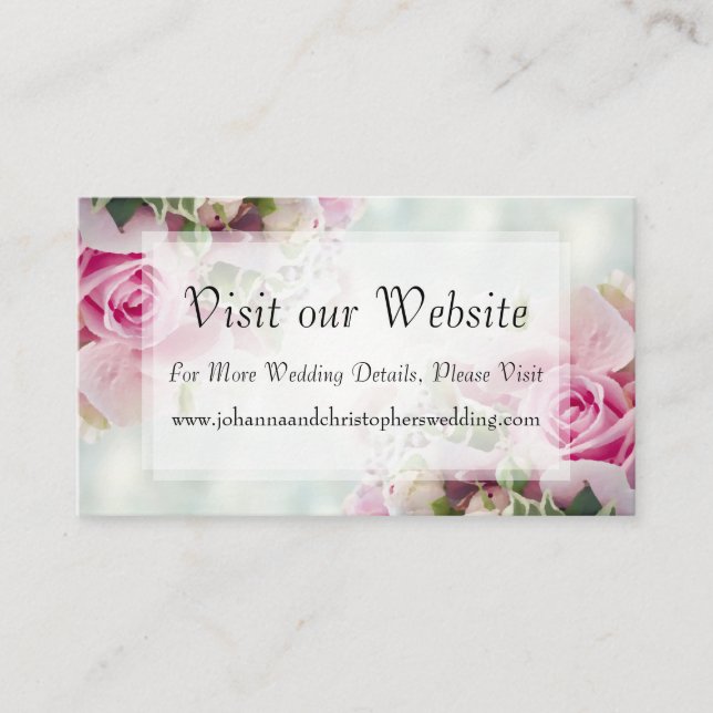 Carte D'accompagnement Rose Roses Mariage Visiter Notre Site Internet Boî (Devant)
