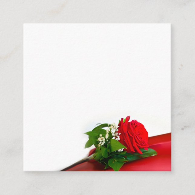 Carte D'accompagnement Rose rouge simple - Floral Arrière - plan blanc (Devant)