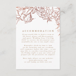Carte D'accompagnement Rose simple cuivre or Élégant Mariage floral