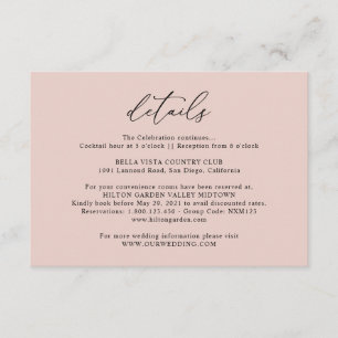 Carte D'accompagnement Rose simple Dusty rose Détails Mariage