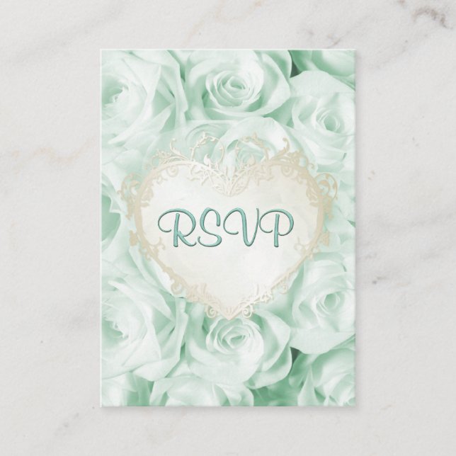 Carte D'accompagnement Rose vert Mint Floral Wedding RSVP (Devant)